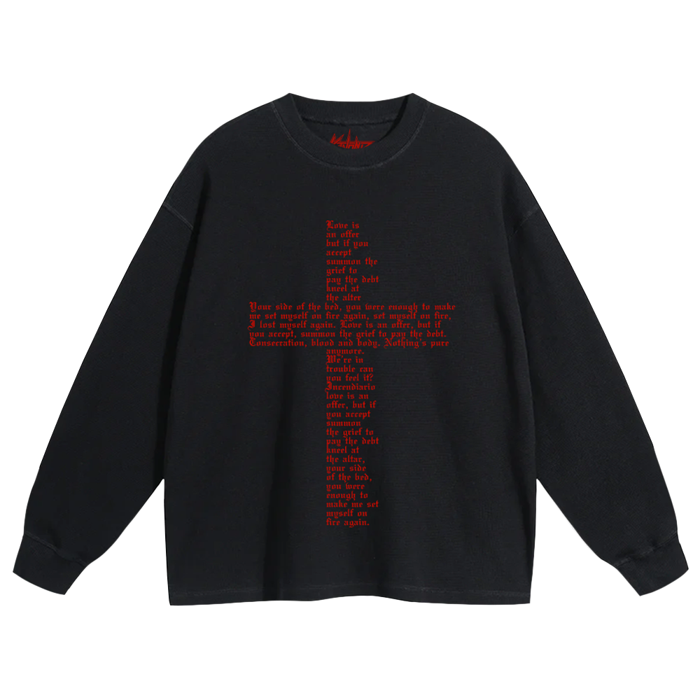 CROSS LYRIC BLACK LONG SLEEVE TEE