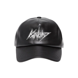 FAUX LEATHER EMBROIDERED LOGO HAT